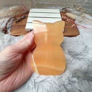 Beautiful Orange Calcite Cat Carving